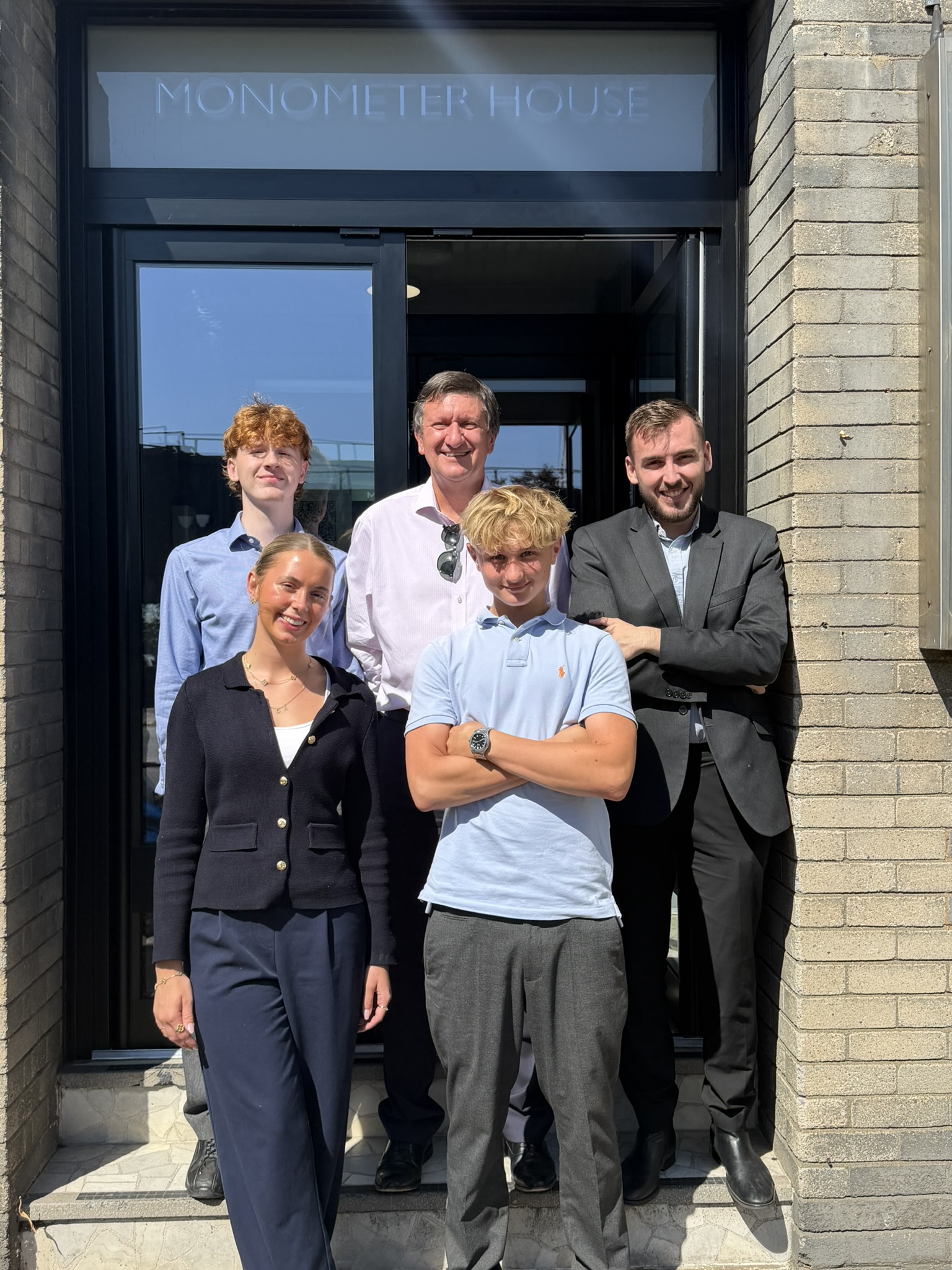 David, Managing Director of Barrons Corporate Finance, pictured with summer interns Will Russell, Harry Saunders and Grace Morley.